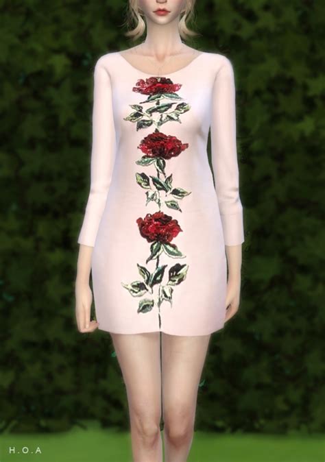 Rose Hand Embroidered Dress At Hoa Sims 4 Updates
