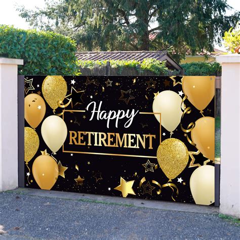 Buy Happy Retirement Party Decorations Extra Large Fabric Black And