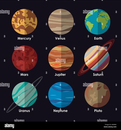 Los Planetas Del Sistema Solar Con Nombres Imagen Vector De Stock Alamy