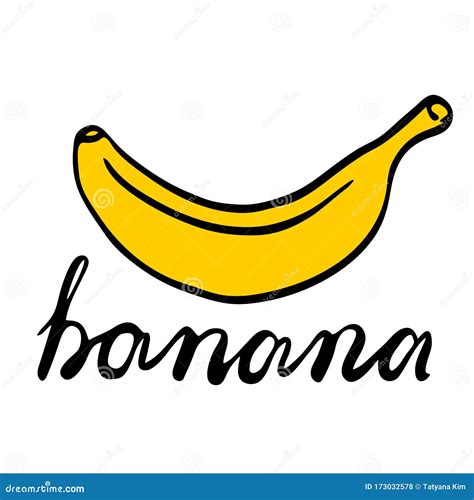 Drawing Of A Banana Drawn By Hand Sketch Style Children Drawing