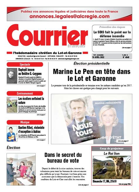 Courrier Français N°4048 Du 15 Avril 2022 à Télécharger Sur Ipad
