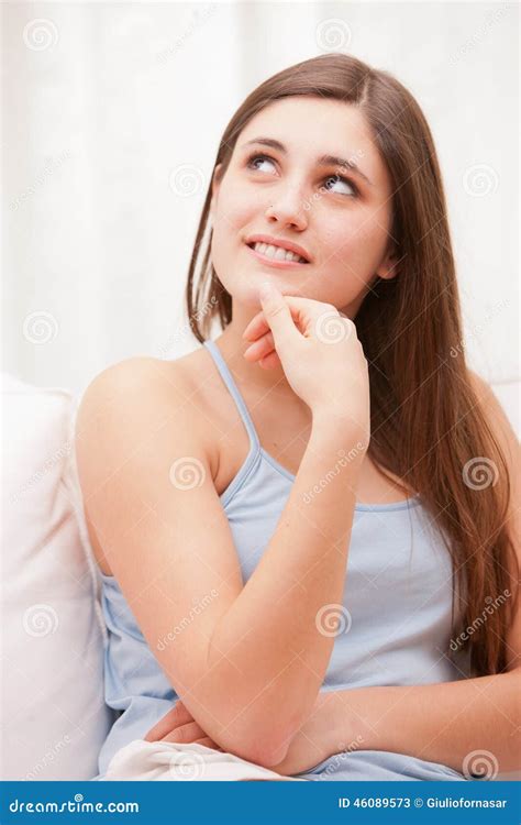 Beautiful Girl Thinking About Love Stock Image Image Of Playtime Achievement 46089573