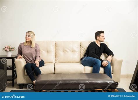Young Couple Keeping Some Distance Stock Image Image Of Back Couch 85861479