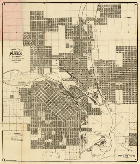 Complete Map Of The City Of Pueblo Colorado Compiled From Actual