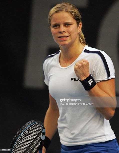 Kim Clijsters Of The Belgium Reacts After Winning A Shot Against