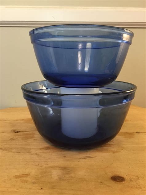 Vintage Cobalt Blue Glass Anchor Hocking Ovenware Mixing Bowls Cobalt Blue Set Of 2 Glass