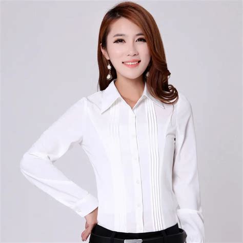 elebodystore woman white long sleeve chiffon blouse women shirts formal blouses tops plus size
