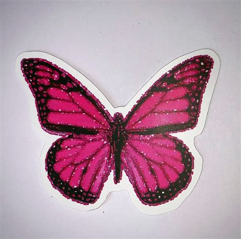 Hot Pink Glitter Effect Butterfly Sticker Individual Sticker Etsy France