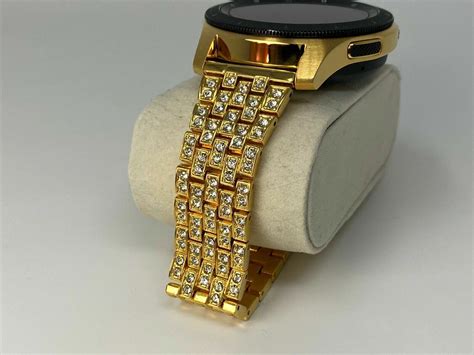 24k Gold Plated 46mm Samsung Galaxy Watch Gold Diamond Rhinestones Link