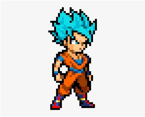 Goku Ssgss Goku Super Saiyan Blue Pixel Art Png Image Transparent