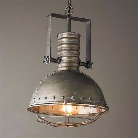 Extensive pendant light buying guide setting out designs, types, shade options, materials, styles, cost and bulb options. Industrial Caged Pendant with Rivets | Industrial light ...