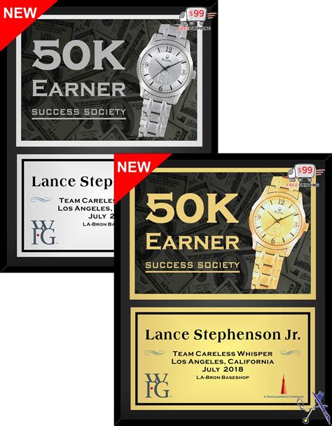 Wfg 50k Earner Success Society Watch Plaque Item Wfg Watch50ke 1215xx