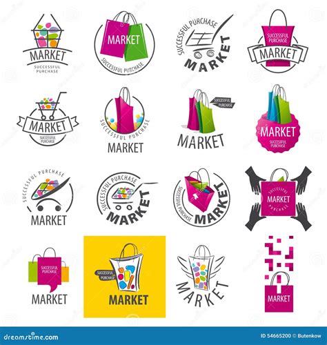 Set Of Vector Logos For Market Stock Vector Illustration Of Cart