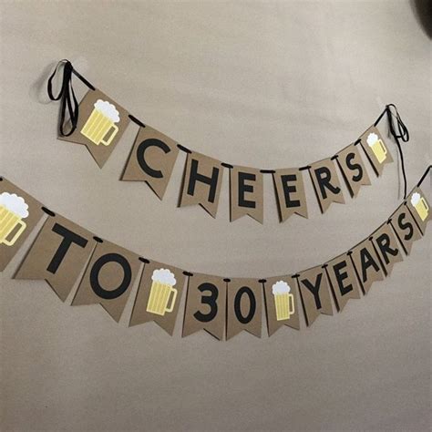Cheers To 30 Years Banner Beer Banner Birthday Decorations Etsy