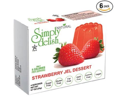simply delish plant based natural strawberry jel dessert 6 pack