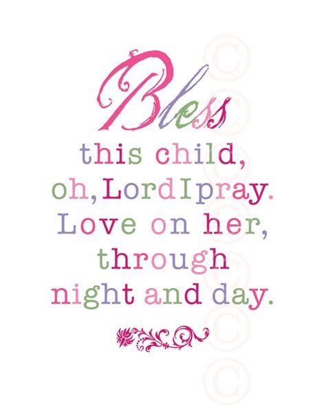 Items Similar To Girls Art Print Prayer Bless This Child Pink