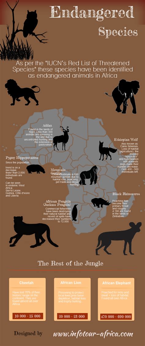 List of african animal pictures list of animal name ;lost of african animal list: Endangered Species | Visual.ly