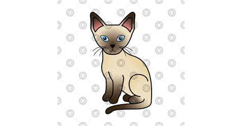 Chocolate Point Siamese Cat Cute Cartoon Illustration