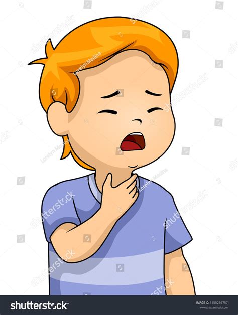 Illustration Of A Kid Boy Holding His Itchy And Sore Throat Ad Ad