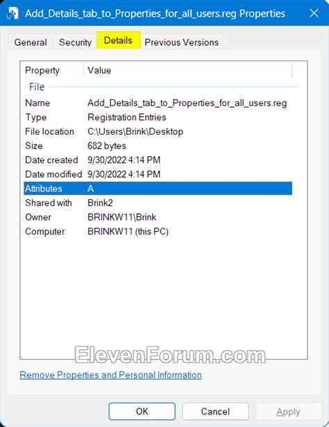 Add Or Remove Details Tab In File Properties In Windows Tutorial