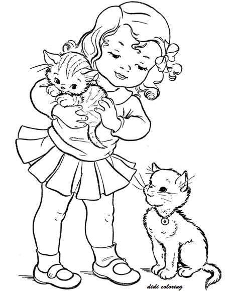 Animal pet cat cute feline. cats , girls , Girls Coloring Pages , kitten