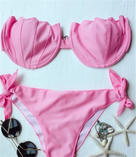Strapless Solid Color Padded Bikini Set