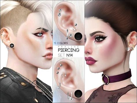 Sims 4 Ccs The Best Piercing Set N14 By Pralinesims Sims 4