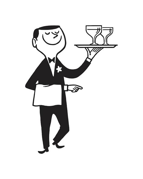 Waiter Carrying Drinks Drawing By Csa Images Fine Art America