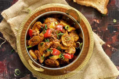 Chilli Garlic Mushroom - 10 mins Indian side dish - Spices N Flavors