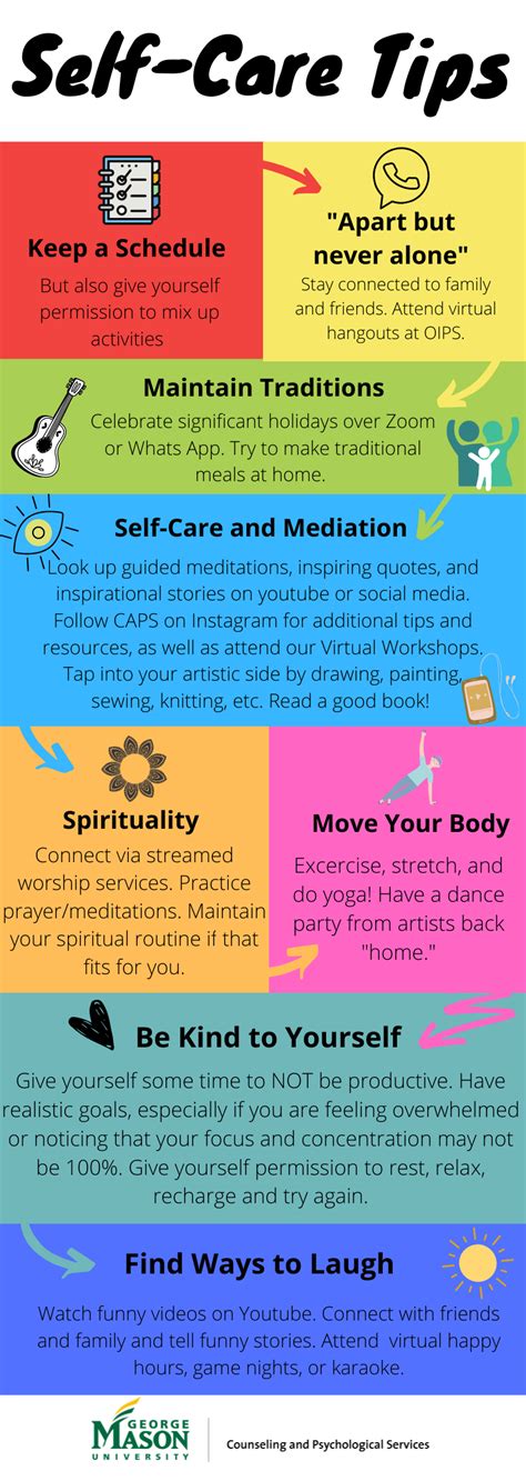 Self Care Tips Infographic Counseling And Psychological Servicescounseling And Psychological