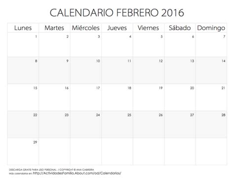 Calendarios 2016 Para Imprimir Calendario Febrero 2016 August Calendar