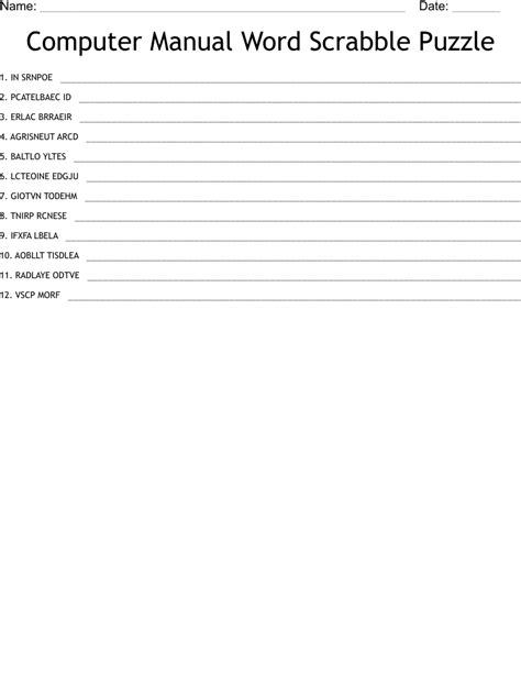 Computer Manual Word Scrabble Puzzle Word Scramble Wordmint