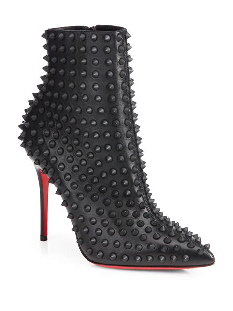 Lyst Christian Louboutin Snakilta Spiked Leather Ankle Boots In Black