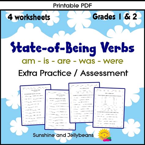 State Of Being Verbs Am Is Are Was Were Grades 1 2 Practice