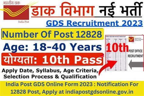 India Post Gds Online Form Notification For Post Apply At