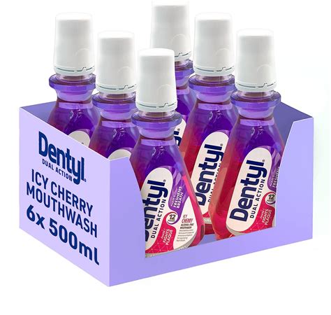 dentyl dual action cpc mouthwash 12hrs fresh breath alcohol free icy cherry plaque reducing