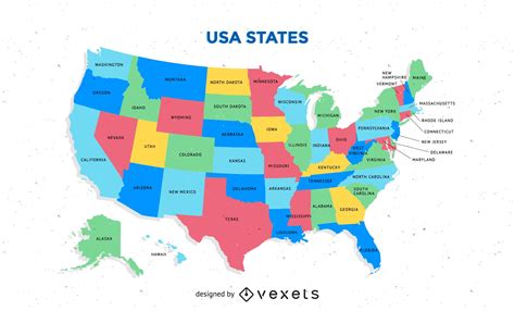 Free Colorful Usa Map With States Vector Vector Download