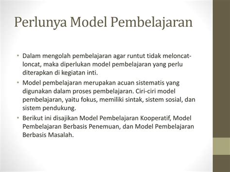 Ciri Ciri Model Pembelajaran Berbasis Masalah Seputar Model
