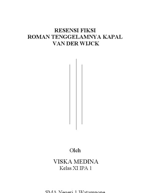 Roman tenggelamnya kapal van der wijck karangan hamka, tampaknya merupakan karya fiksi indonesia modern yang mulai memasukkan unsur keagamaan hamka sudah menulis beberapa buku seperti: Resensi Novel Tenggelamnya Kapal Van Der Wijck