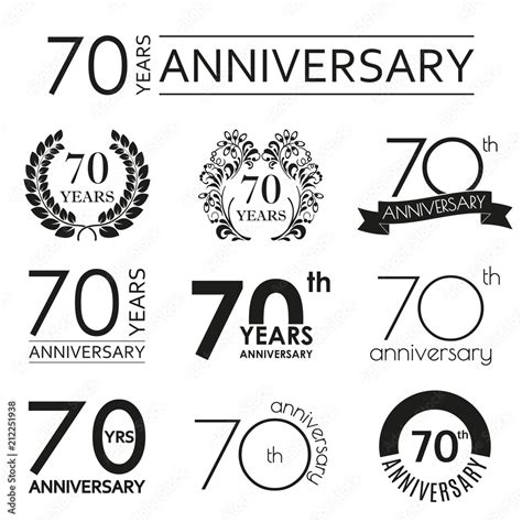 70 Years Anniversary Icon Set 70th Anniversary Celebration Logo