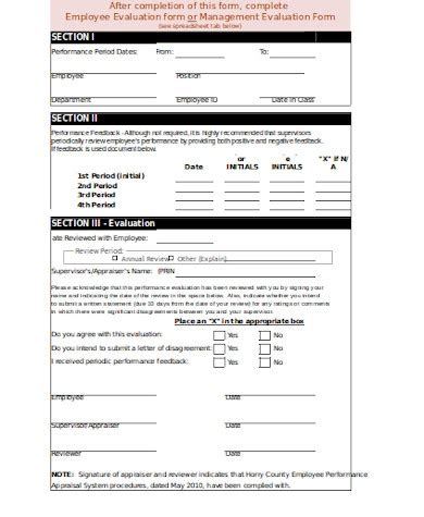 employee evaluation forms   ms word excel
