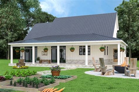 3 Bedroom Modern Farmhouse Plan With Wraparound Back Porch