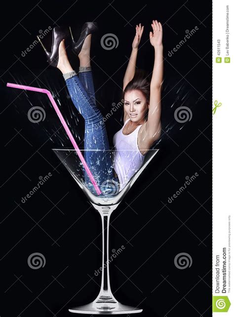 Woman In Martini Glass Stock Image Image Of Beauty Female