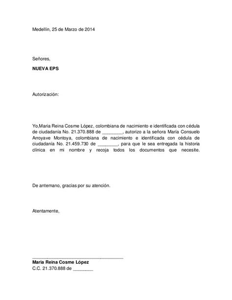 Modelo Carta De Autorizacion Colombia