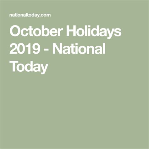 October Holidays 2019 National Today National Holiday Calendar