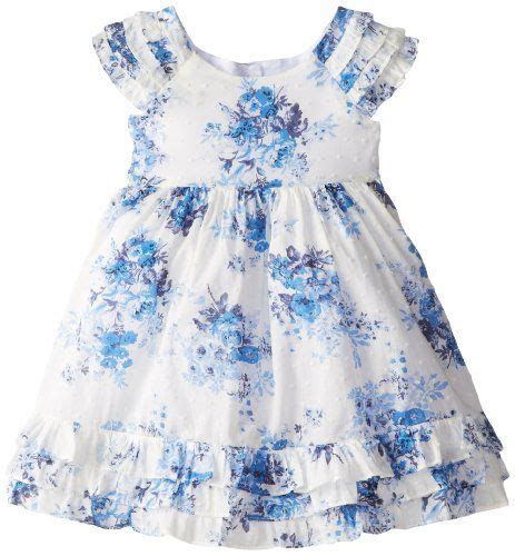 Laura Ashley London Girls 2 6x Blue Floral Flutter Dress Whiteblue