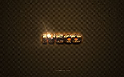 Iveco Golden Logo Artwork Brown Metal Background Iveco Emblem