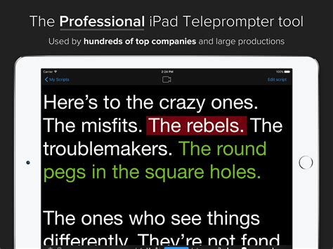 Teleprompter premium fits almost any workflow with a choice of scrolling and control. Teleprompter Premium App for iPad - Ikan