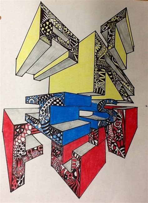 A Two Point Perspective Drawing Using Zentangle I Created This For A