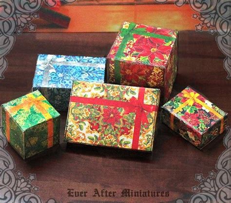 The usable interior display depth is 1.125. 5 ELEGANT Miniature Christmas Gift Box Set 1:12 Printable ...